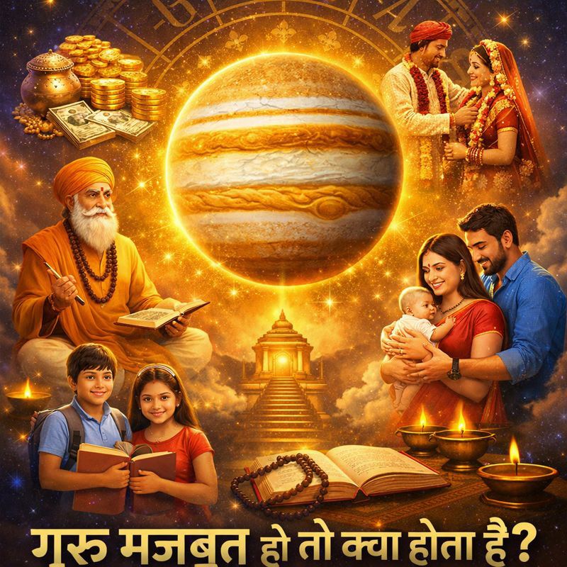 गुरु मजबूत हो तो क्या होता है – कुंडली में गुरु के शुभ प्रभाव
